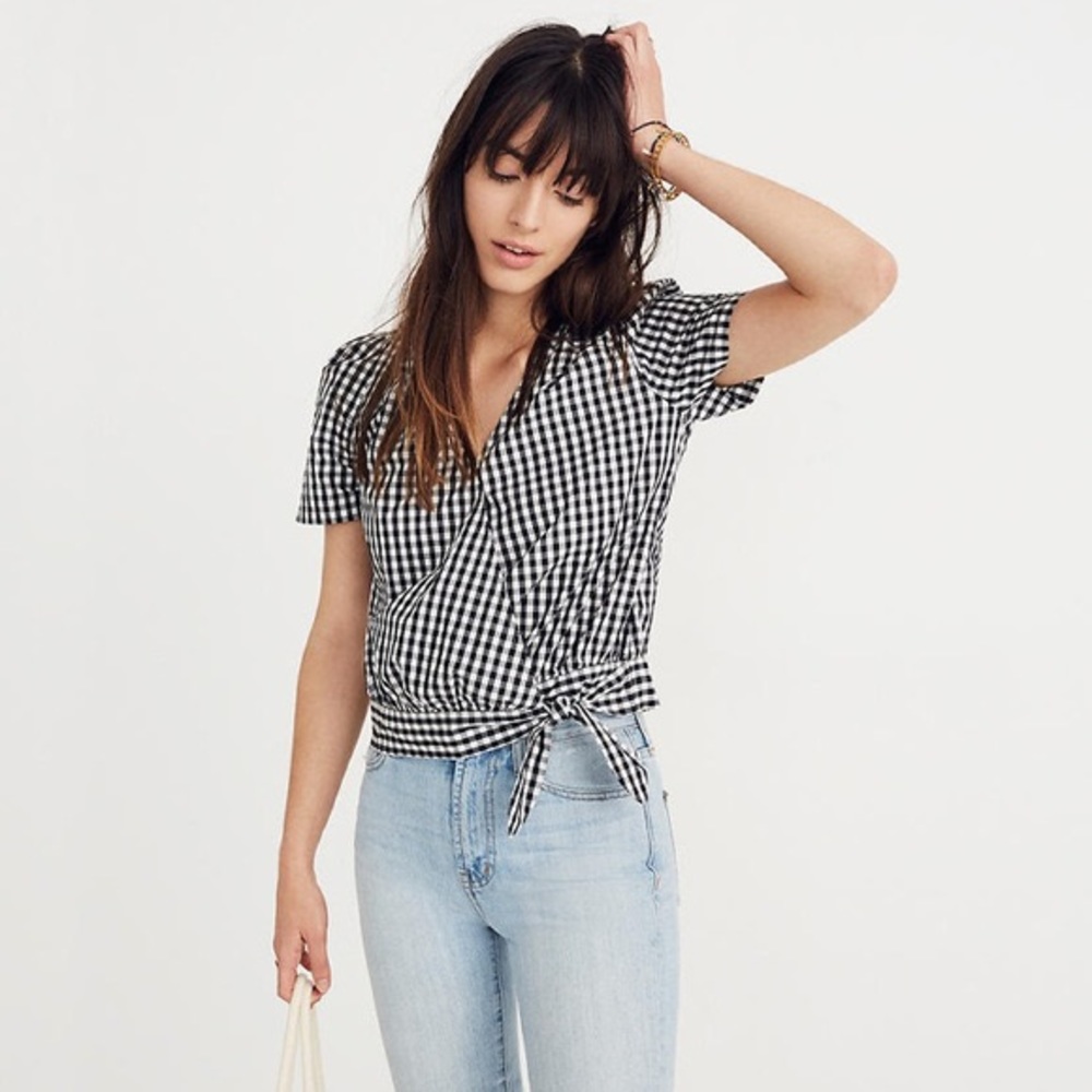 Madewell Gingham Wrap Top